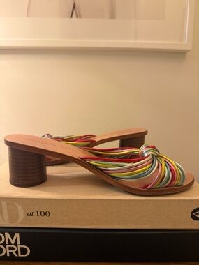 Loeffler Randall Multicolor Knotted Strap Sandal in Pink, Yellow, Blue